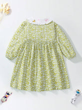 Girls' Cotton Long Sleeve Printed Floral Dress, Fashionable Young Girl Doll Dress For Autumn